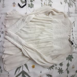 ❤ White High Neck Long Sleeve Zara Blouse XS